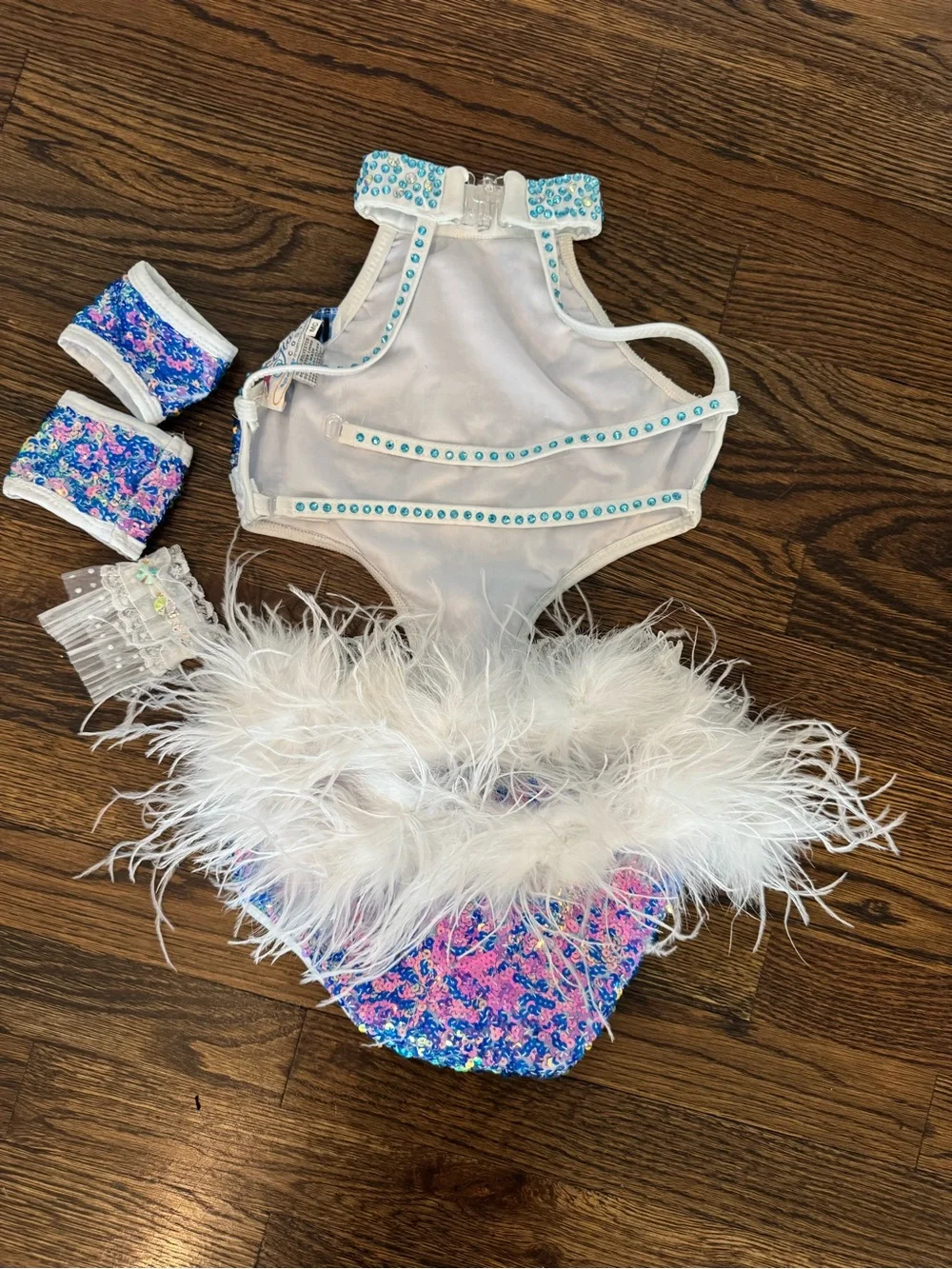Glamour Sequin Dance Set with Feather Trim
